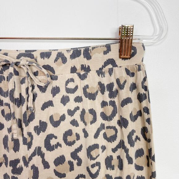Honeydew Leopard Print Cropped Pajama Pants Cream Tan Small S Womens Animal - Picture 5 of 7